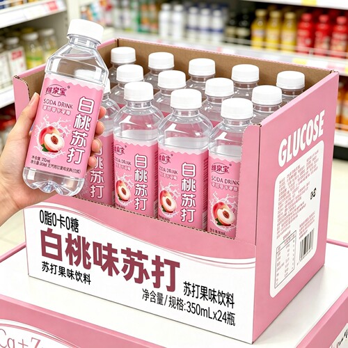 【买一送一】苏打水饮料整箱350ml*24瓶无糖无气弱碱性原味蜜桃味