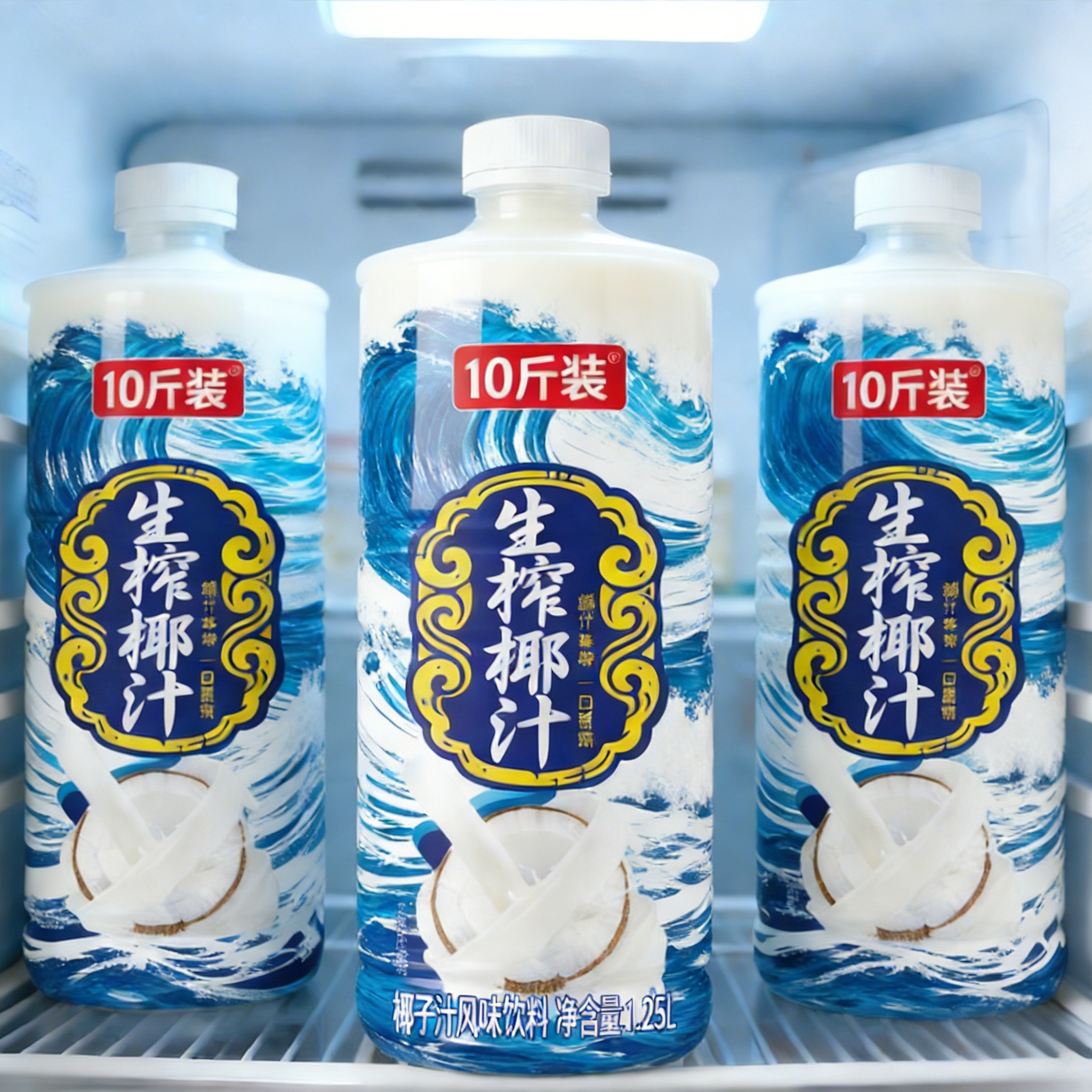 正宗生榨椰汁1.25L*4大瓶共10斤装整箱椰香浓郁口感好特价批发装