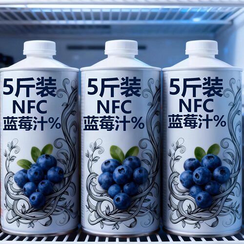 【整整5斤】100%蓝莓汁NFC鲜果汁大瓶1.25L整箱夏日饮料新日期