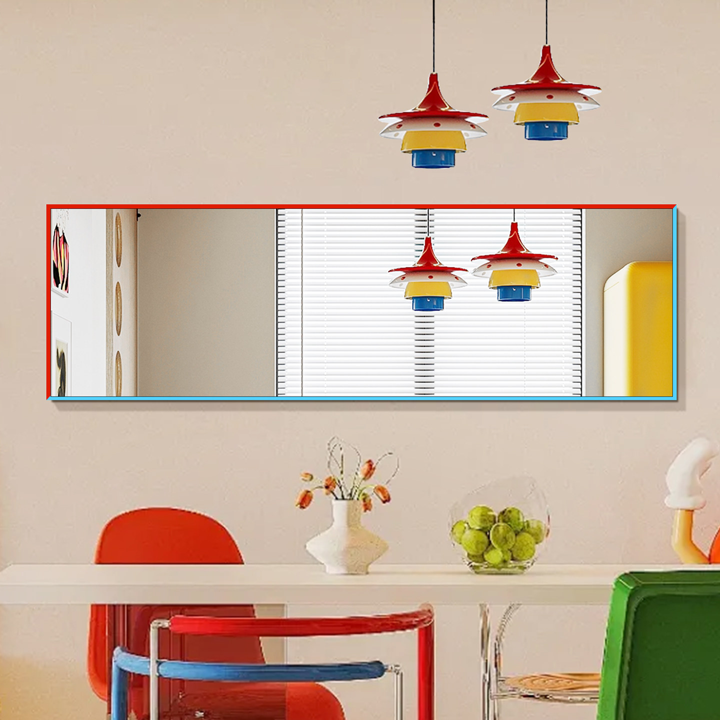 多巴胺彩色拼接镜子家用壁挂铝合金框贴墙自粘装饰画镜,住宅家具,穿衣镜,淘宝优惠券,粉丝福利购,淘宝优惠卷