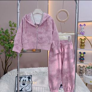 女童套装秋装2025新款儿童洋气网红休闲时髦春秋中大童运动两件套