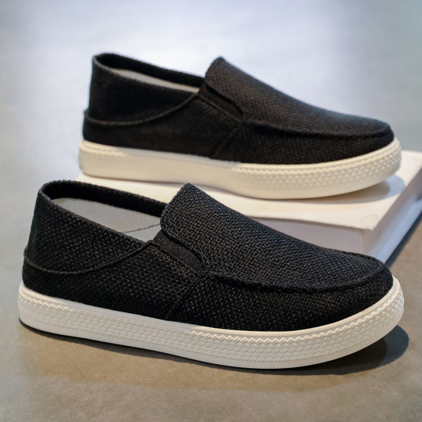 Canvas Summer Breathable Linen Shoes, Old Beijing Slip-On Men's Casual Sneakers, Versatile Lazy Trendy Shoes_voghion.com