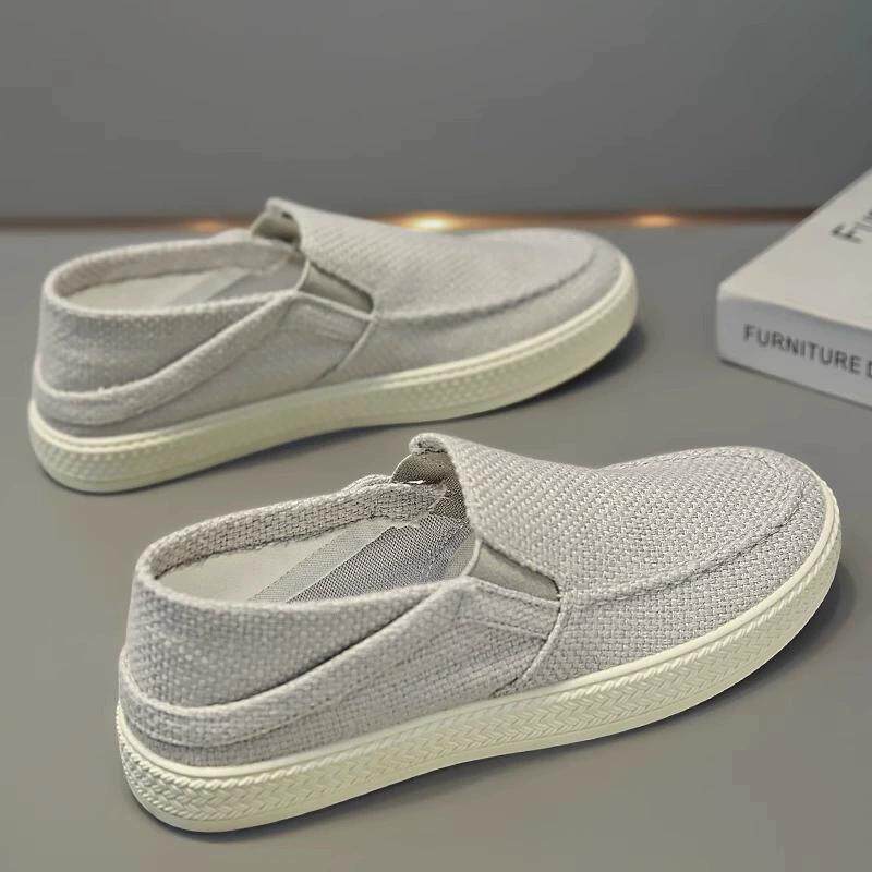 Canvas Summer Breathable Linen Shoes, Old Beijing Slip-On Men's Casual Sneakers, Versatile Lazy Trendy Shoes_voghion.com