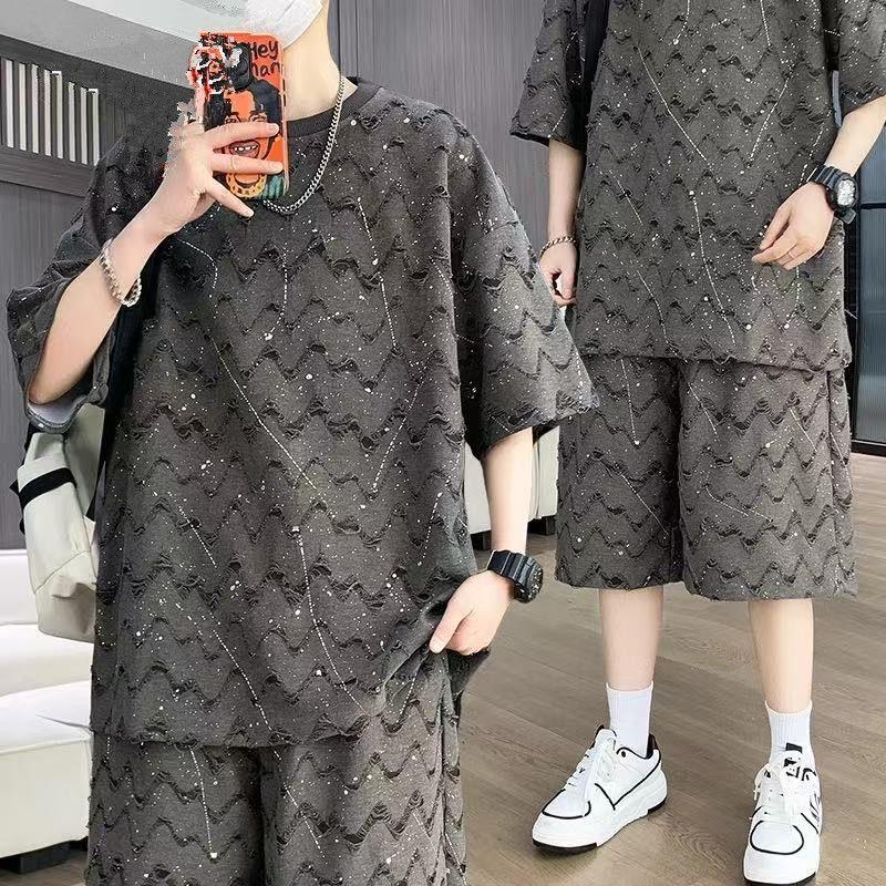 高级感休闲运动套装男士夏