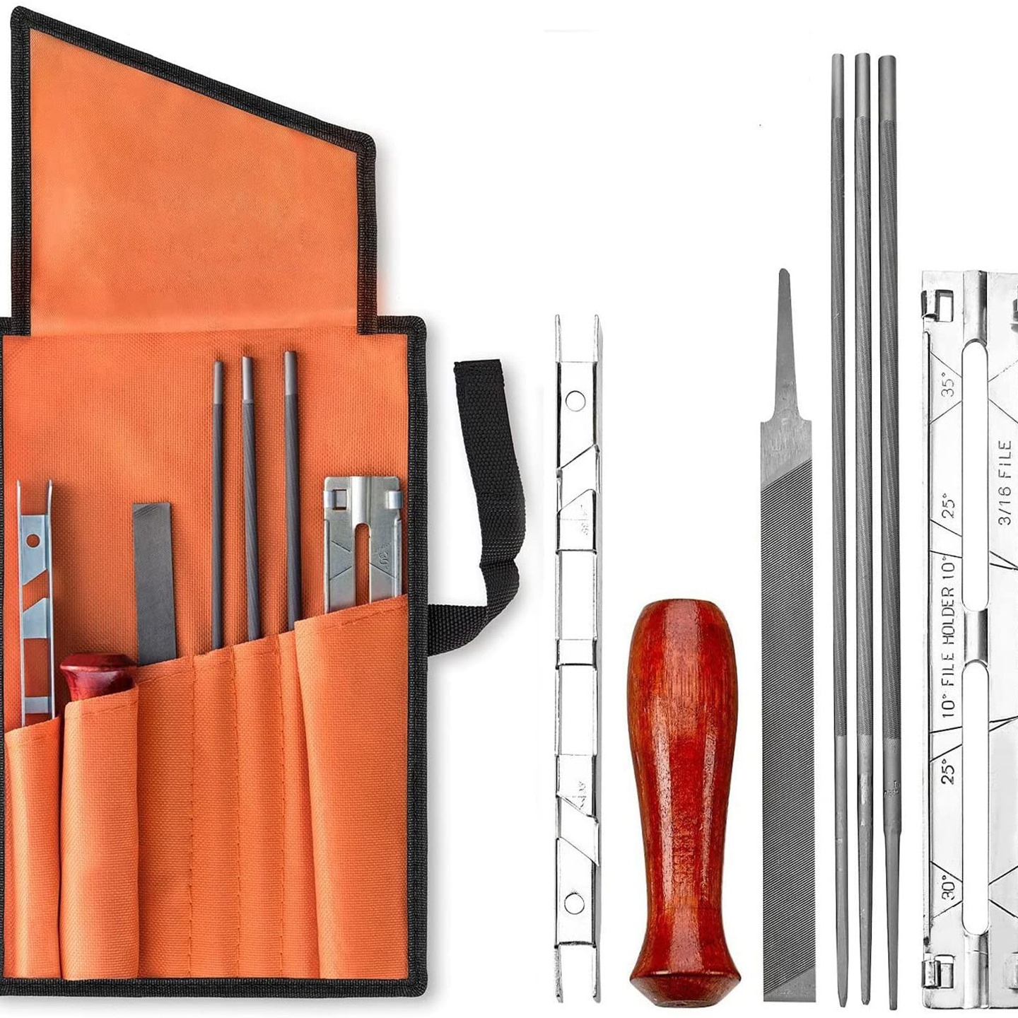 10pcs布袋锉刀套装 链锯锉刀布袋套装电链锯锉油锯锉刀钢锉链锯锉