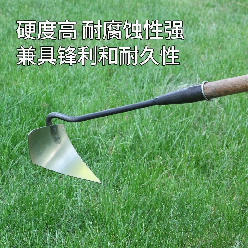 加厚锰钢三角锄头犁地松土神器开沟施肥尖头农用种菜锰钢松土锄草