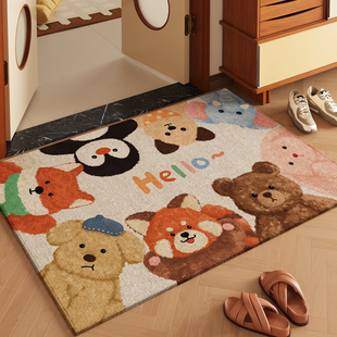 卡通门口入户门地垫绒面毛绒专用脚垫可裁剪门垫圈绒防滑免洗地毯