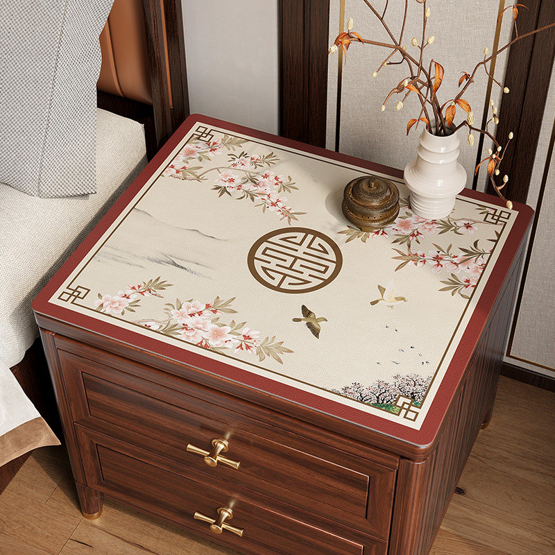 新中式床头柜垫子防烫防水保护垫卧室轻奢高级感冰箱盖布防尘盖巾,居家布艺,桌布,淘宝优惠券,粉丝福利购,淘宝优惠卷