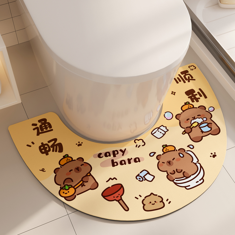 卫生间厕所浴室马桶地垫u型硅藻泥吸水速干脚垫家用防滑防摔地毯