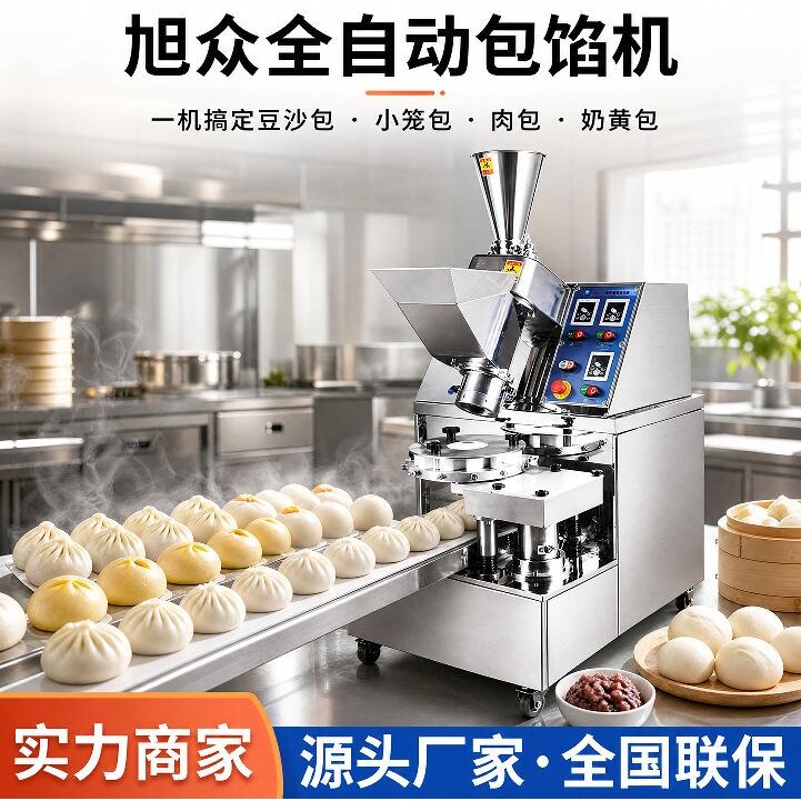 旭众全自动包馅机早餐店食堂小笼包豆沙包成型机商用多功能包子机