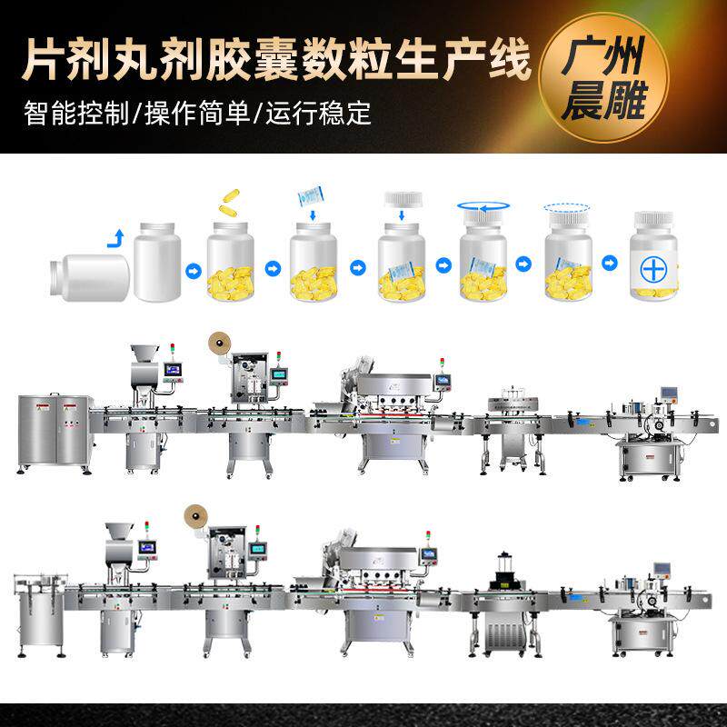 全自动压片糖果罐装机 药片计数灌装生产线 软胶囊数粒装瓶生产线