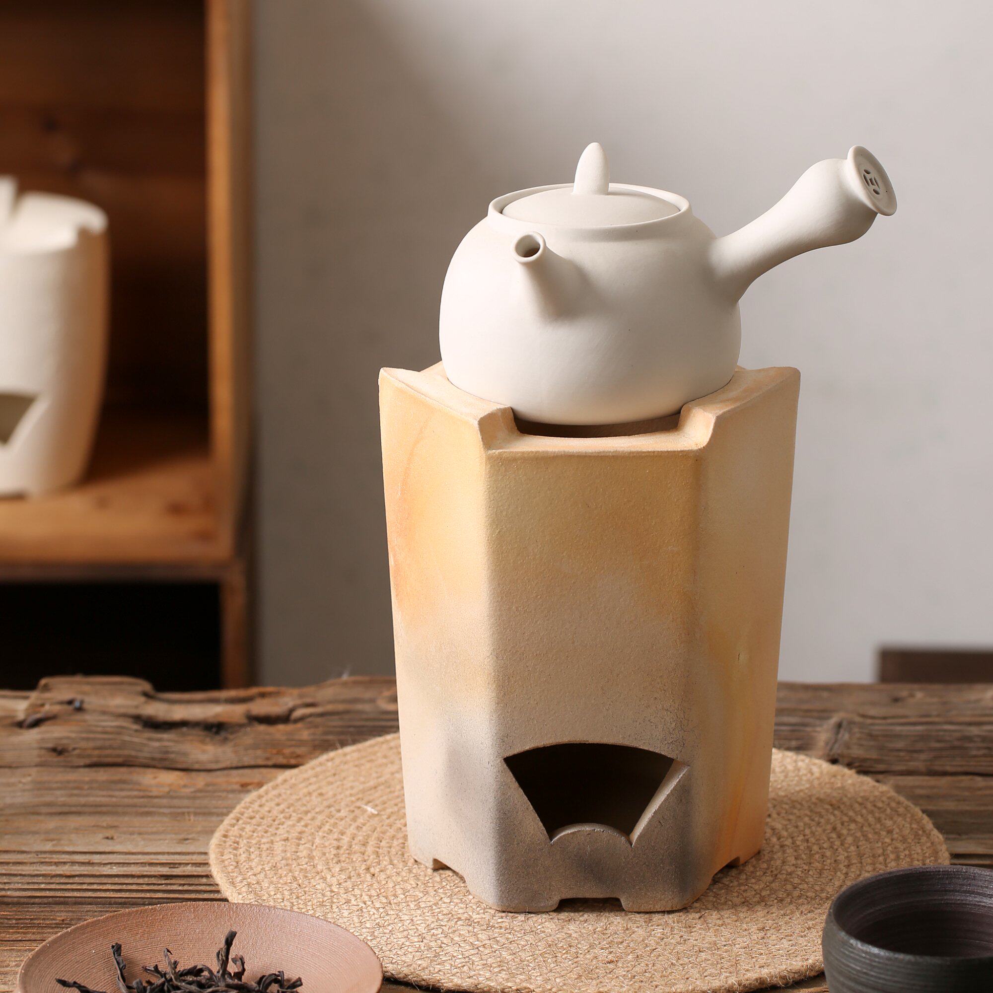 东凤烧潮州柴烧碳炉白泥陶炉煮茶炉暖茶壶匠心传承复古烧水壶茶具