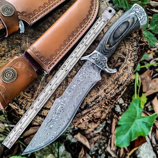 大马士革钢刀分割刀生存直刀便携高硬度手把肉随身刀具防身切肉刀