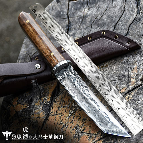 大马士革钢VG10钢芯户外小刀瑞士军刀水果刀具 防身 冷兵器直刀