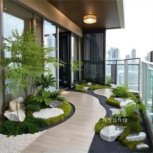 阳台造景仿真绿植意境风水家中花园定制设计感格调原生态新中式