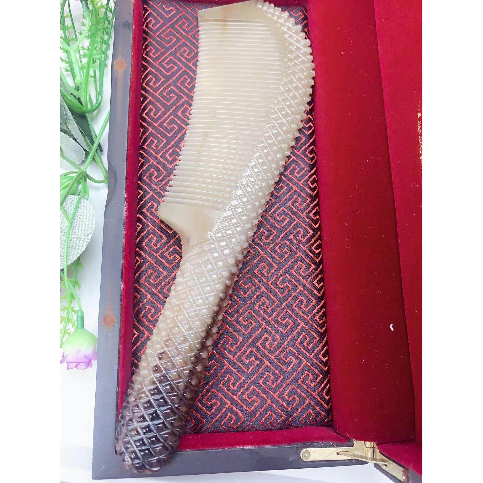 【本店之宝】优质手工雕刻特大梳子，天然白牦牛角防静电梳子23-2