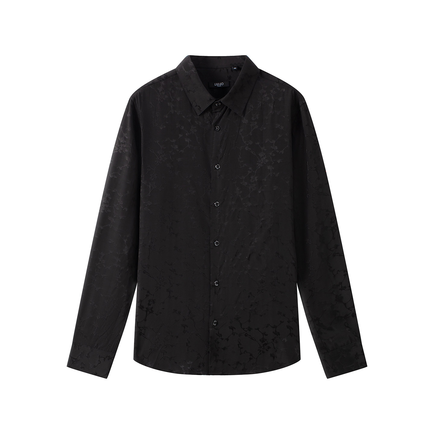 LIU·JO UOMO男士 秋冬款商务休闲无弹力黑色提花长袖衬衫T恤上衣