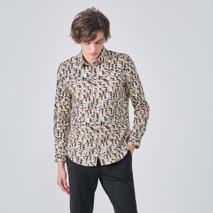 衬衫 LIUJO男装 时尚 黑咖男士 09124225602 休闲衬衣 微弹