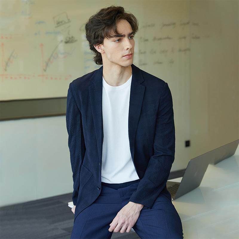 LIU·JO UOMO男士 春夏商务休闲绵羊毛平驳领微弹力西服外套上衣