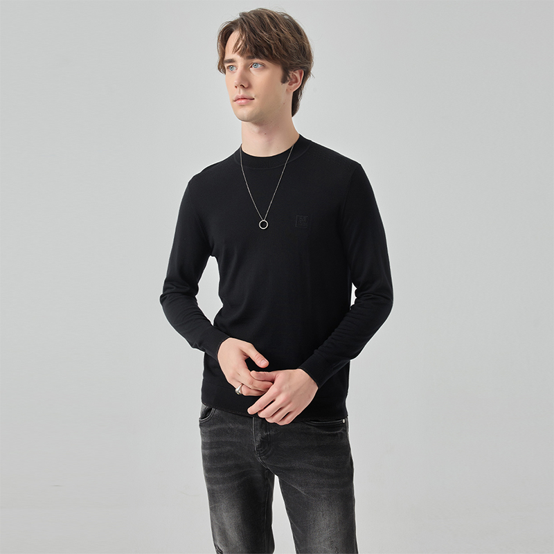 LIU·JO UOMO男士 秋冬款休闲舒适绵羊毛圆领套头毛衫内搭上衣