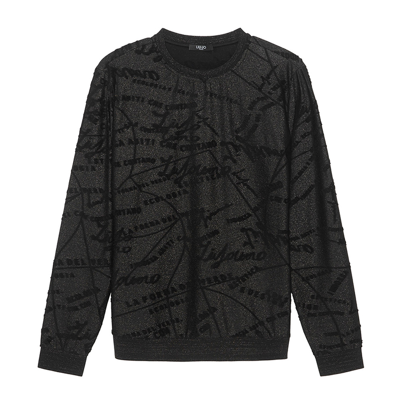 LIUJO男装春秋毛巾绣长袖T恤