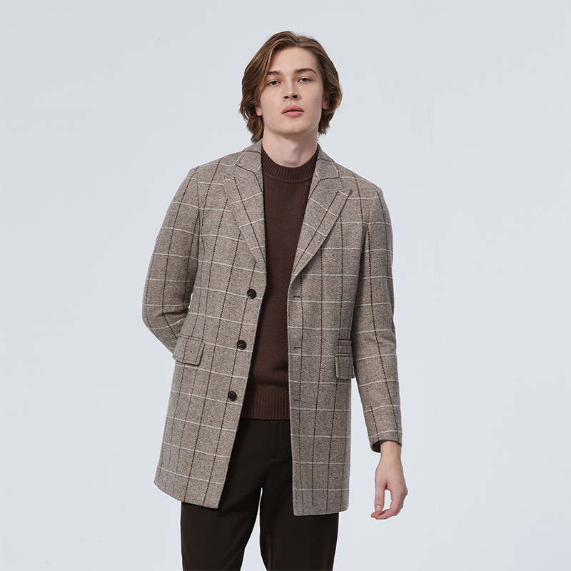 LIU·JO UOMO男士 秋冬款休闲商务修身版绵羊毛长款大衣外套上衣