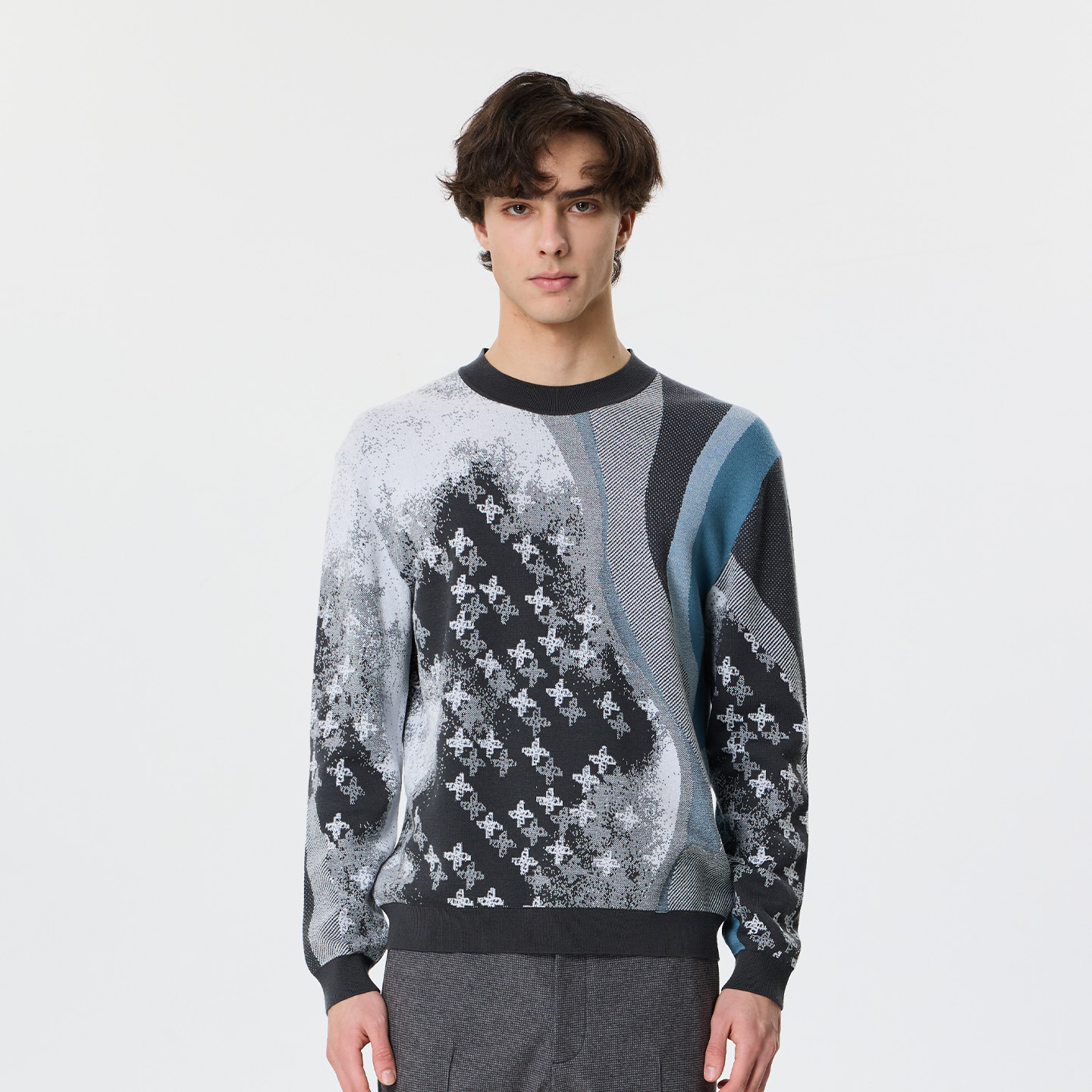 LIU·JO UOMO男士秋冬款休闲舒适绵羊毛微弹宽松套头毛衫内搭上衣