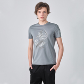 LIUJO T恤男简约时尚 UOMO男装 棉质植物花卉贴布绣圆领短袖