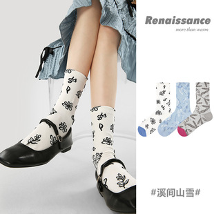 Renaissance原创女袜春夏季 复古浮雕袜子中筒袜文艺ins潮袜子女