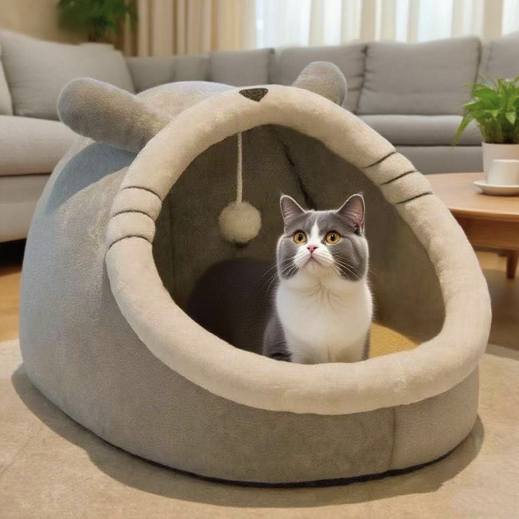 猫窝四季通用宠物窝保暖冬季狗窝半封闭软绵棉可拆洗ins风高颜值