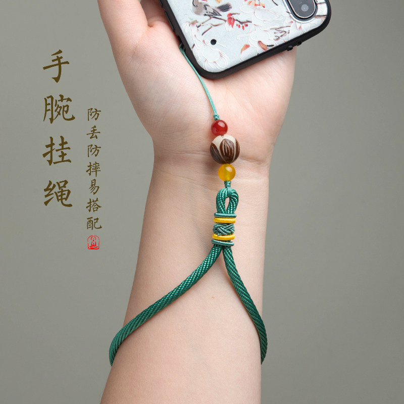 手机挂绳短款挂手腕绳指环腕带男女手工编织手机挂件结实耐用防摔菩提莲花复古手机链U盘吊坠防丢挂饰品,3C数码配件,手机挂件/手机链,淘宝优惠券,粉丝福利购,淘宝优惠卷