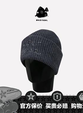 思沃福BLACK LABEL 灰色《超马》水晶针织帽子 保暖艺术毛线帽