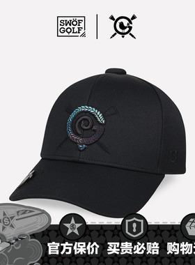 SWOF GOLF 思沃福高尔夫 黑色艺术刺绣帽子 户外遮阳运动棒球帽