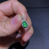 吉葫纳福天然A货翡翠冰阳绿葫芦福禄吊坠925银万能扣百搭挂件配饰