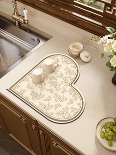 复古美式 厨房吸水垫台面碗筷沥水垫灶台垫子茶杯垫咖啡机垫硅藻泥