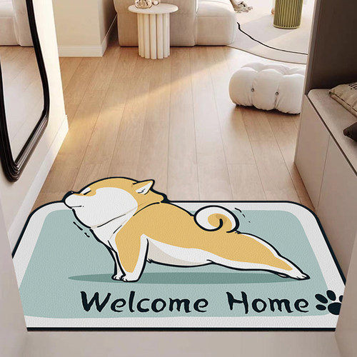 卡通柴犬玄关地垫异形门垫家用入户防滑脚垫耐脏免打理地毯定制