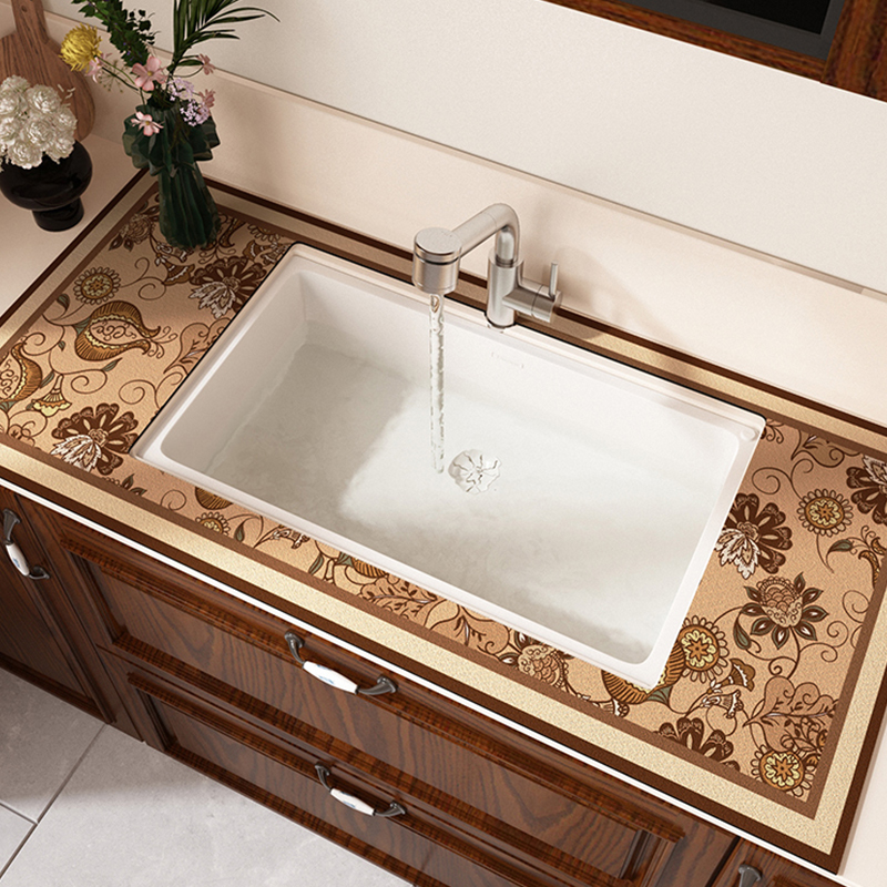 美式复古厨房台面水槽边缘硅藻泥吸水垫碗筷沥水垫洗手台水龙头垫