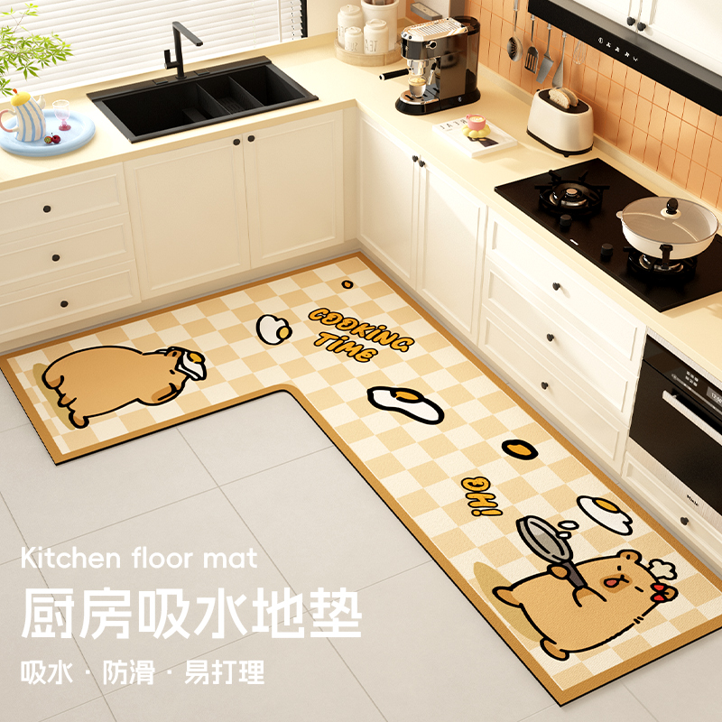 卡通厨房地垫L形吸水吸油防滑