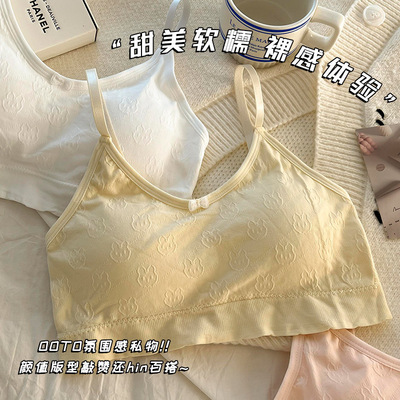 内衣发育期学生运动背心无钢圈美背抹胸固定一体杯吊带文胸薄