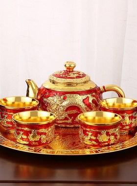 中式茶具套装家用复古创意轻奢茶壶茶杯托盘客厅办公室礼品摆件