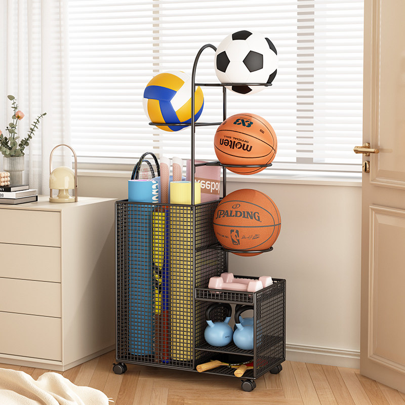 家用篮球收纳架室内球类足球健身运动器材收纳置物架瑜伽垫收纳筐,收纳整理,运动器材收纳用具,淘宝优惠券,粉丝福利购,淘宝优惠卷
