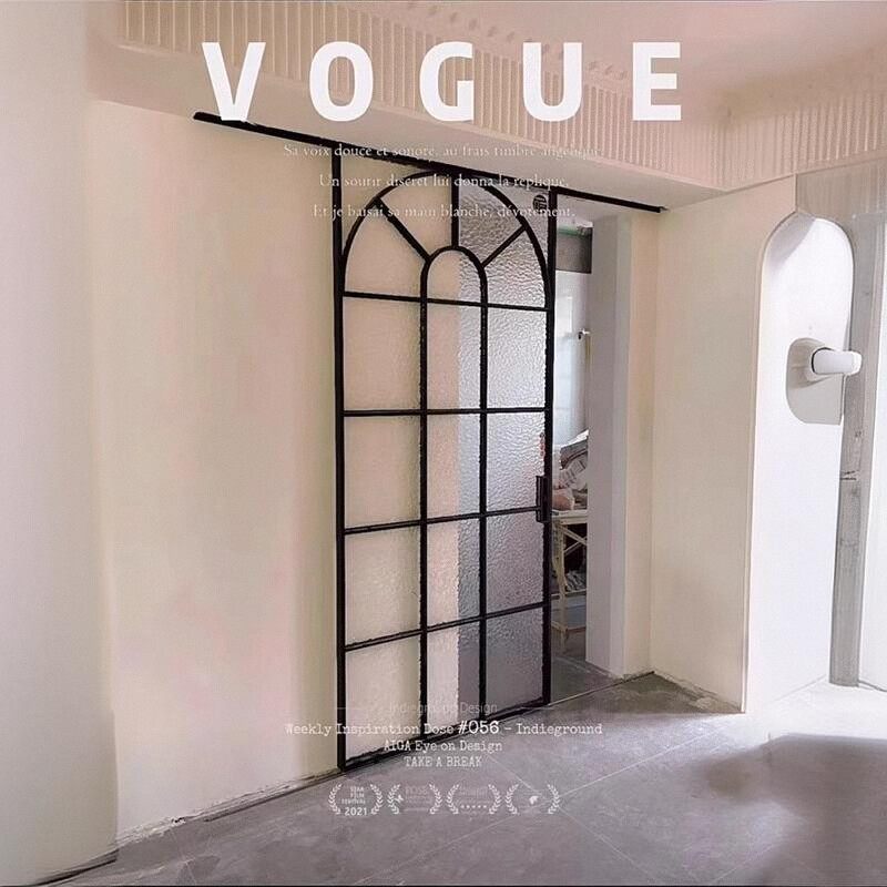 推拉门厨房法式复古老钢窗卫生间单扇窄边吊轨移门隔断超白玻璃门