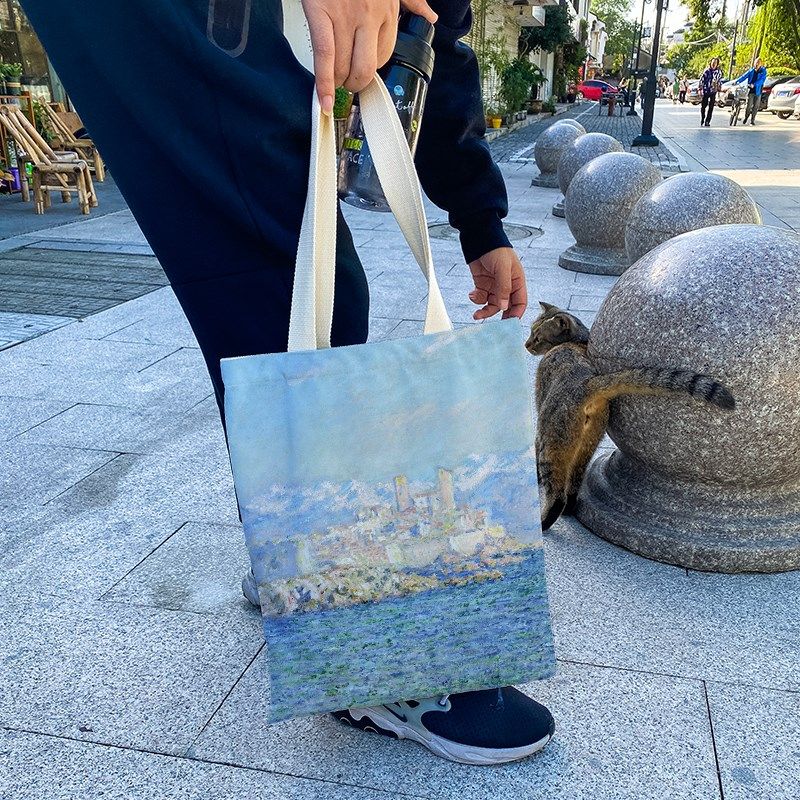 莫奈昂蒂布下午的景色单肩手提包女学生大容量环保布袋博物馆定制,收纳整理,购物袋/环保袋/帆布袋,淘宝优惠券,粉丝福利购,淘宝优惠卷