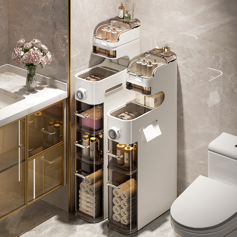 卫生间夹缝收纳柜厕所架子置物架极窄落地浴室马桶边抽屉储物侧柜