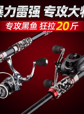 雷强竿XH调轻雷套装打黑u竿雷杆碳素钓鱼竿重雷黑鱼竿雷强杆路亚