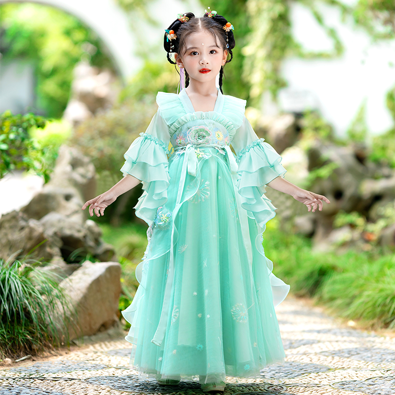 汉服女童连衣裙夏款202t3夏装新款儿童古装裙子六一演出服公主裙