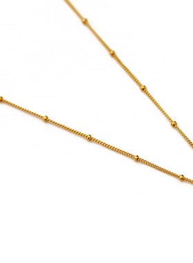 法式轻奢金d豆豆间隔细侧身链圆珠基础搭配项链DIY手工锁骨链CHAI