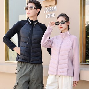 运动羽绒服女冬季2023年新款跑步轻薄短款内胆修身V男防风保暖外