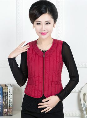 女士马甲短款秋冬羽绒棉坎肩内穿加大码女装丝棉背心贴身棉衣马夹