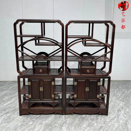 红木家具大红酸枝明式小博古架多宝阁茶叶柜新中式玄关柜展示柜
